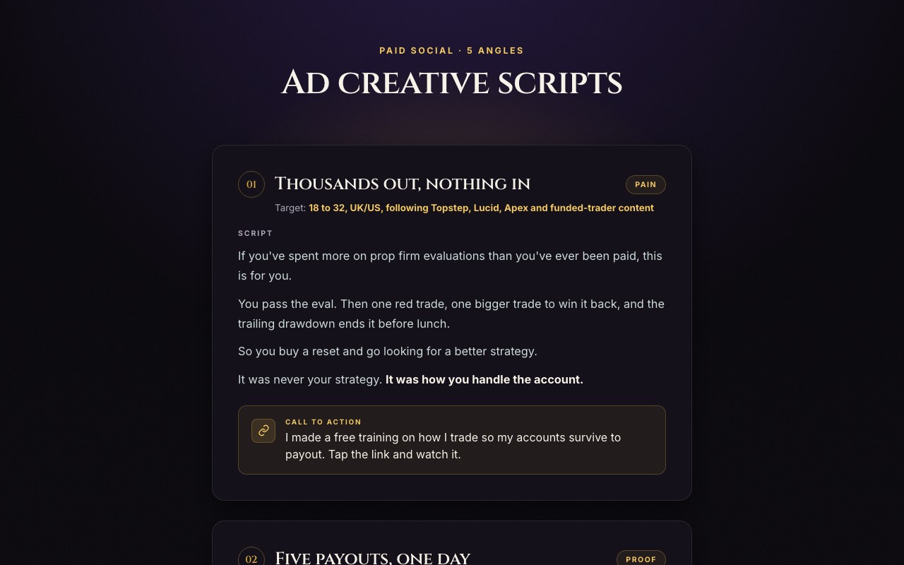 Ad creative scripts preview