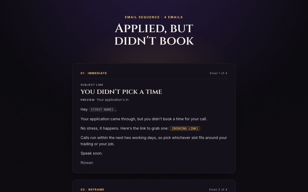 Applied, not booked preview