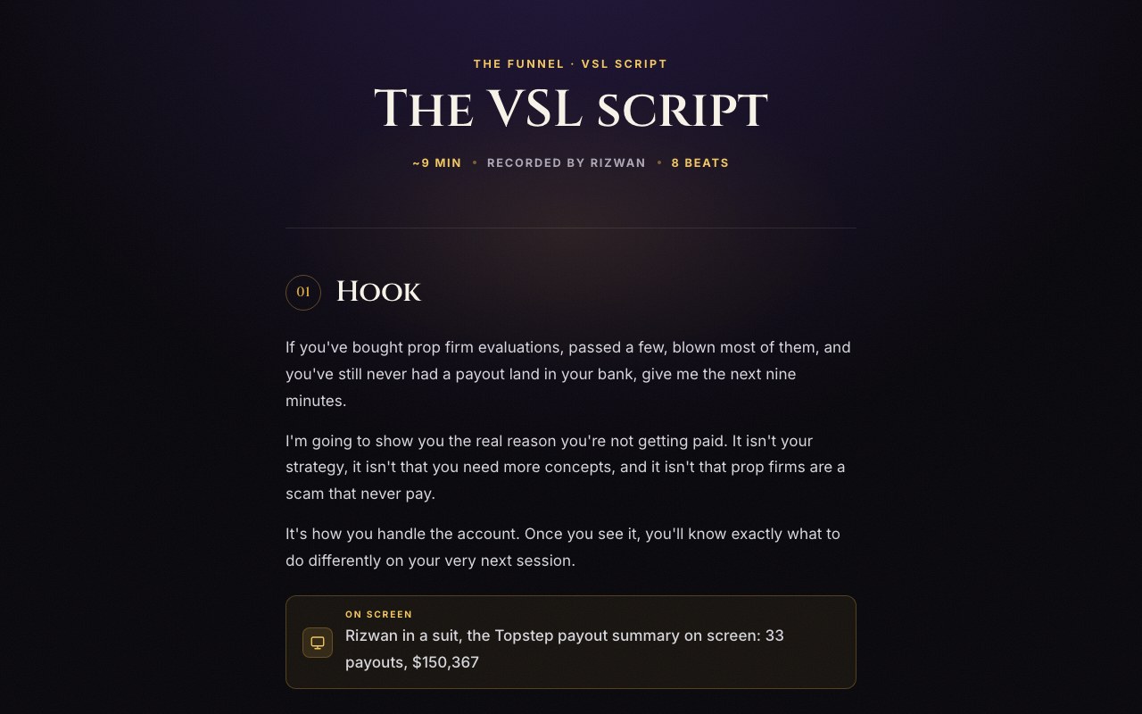 The VSL script preview